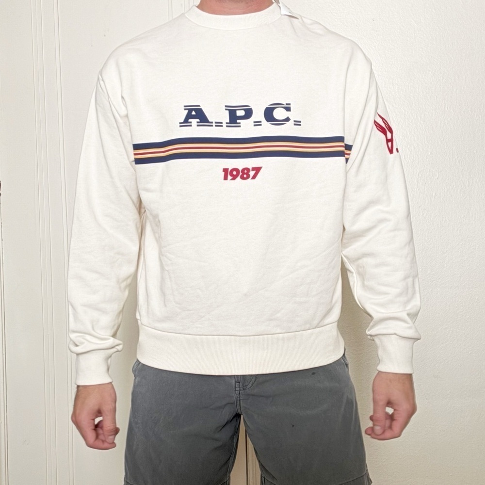 A.P.C.Men’s Off White Adam Sweatshirt Size XS Logo New